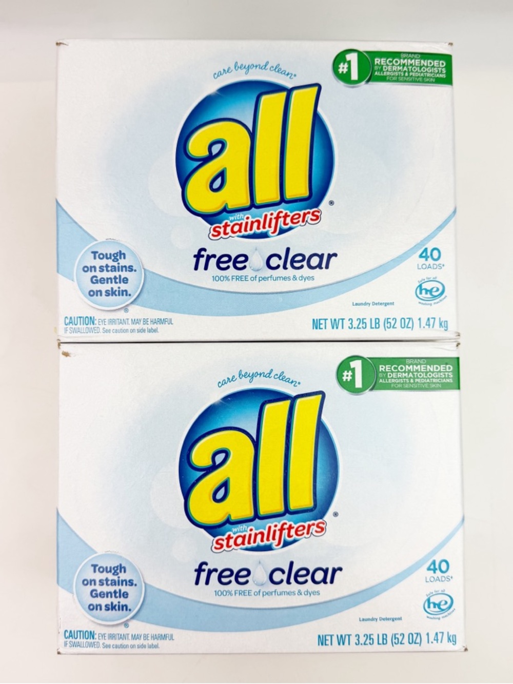 TWO All Stainlifters Powder HE Laundry Detergent Free and Clear 52 oz 40 Loads